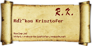 Rákos Krisztofer névjegykártya